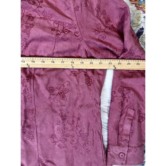 Croft & Barrow Womens Button Front Shirt Lg Red Embroidered Long Sleeve Pockets - Picture 3 of 6